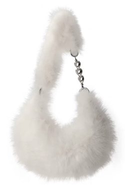 Fluffy Dumpling Shoulder Tote Bag in Cute Cheese Color - Plush Crossbody Bag for Women - Trendy Autumn Winter Style