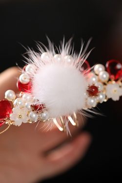Fluffy Hanfu Hair Crown - Ancient Style U-Shaped Hairpin for Women, Autumn Winter Accessories, Perfect for Traditional Costumes