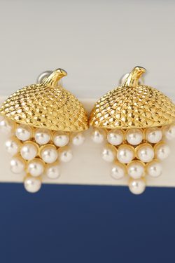 French Gold-Plated 925 Silver Grape Earrings for Women - Elegant Valentine's Day Gift for Dinner Date