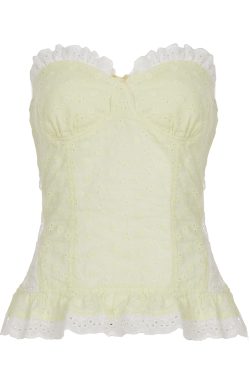 French Jacquard Lace Ruffle Strapless Top - Hollow Design, Waist-Cinching, Slim-Fit, Versatile Sweet Style