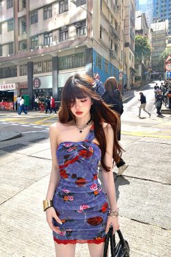 French Lace Sexy Dress with Waist-Defining Bodycon Fit - Women's Summer Short Skirt in Monet's Back Garden Style
