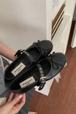 French Milk White Ballet Round-Toe Flats for Women - Soft Leather Granny Shoes for Spring/Summer, Perfect with Skirts