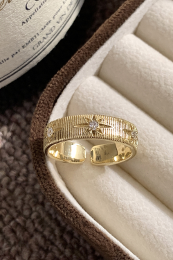 French Minimalist Brushed Hollow Leaf Four Grass Ring for Women - 2025 New High-End Index Finger Jewelry