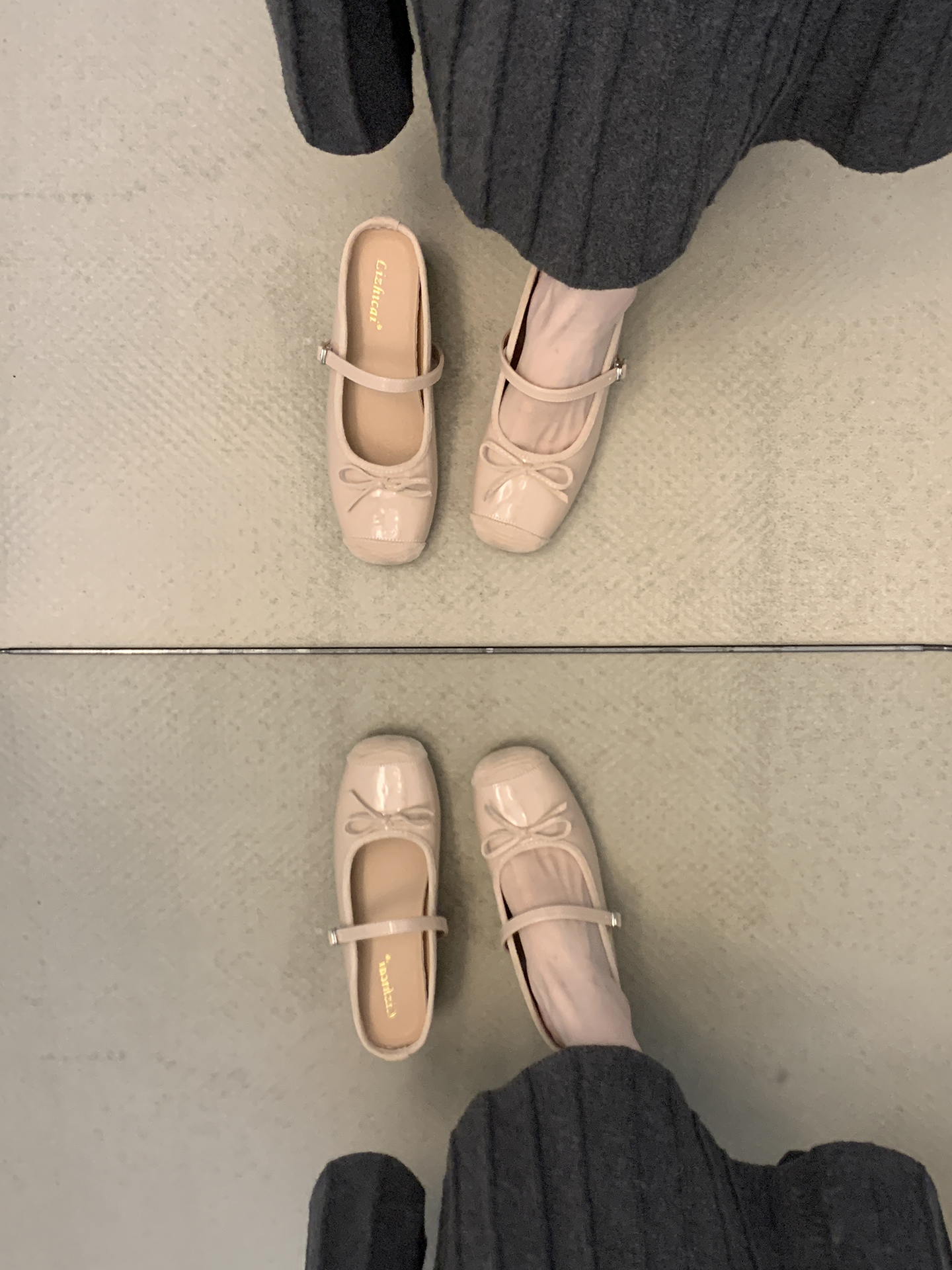 French Pink Bow Tie Open-Toe Half Slippers Women's Mary Jane Flats - Fairy Style Fashion Footwear