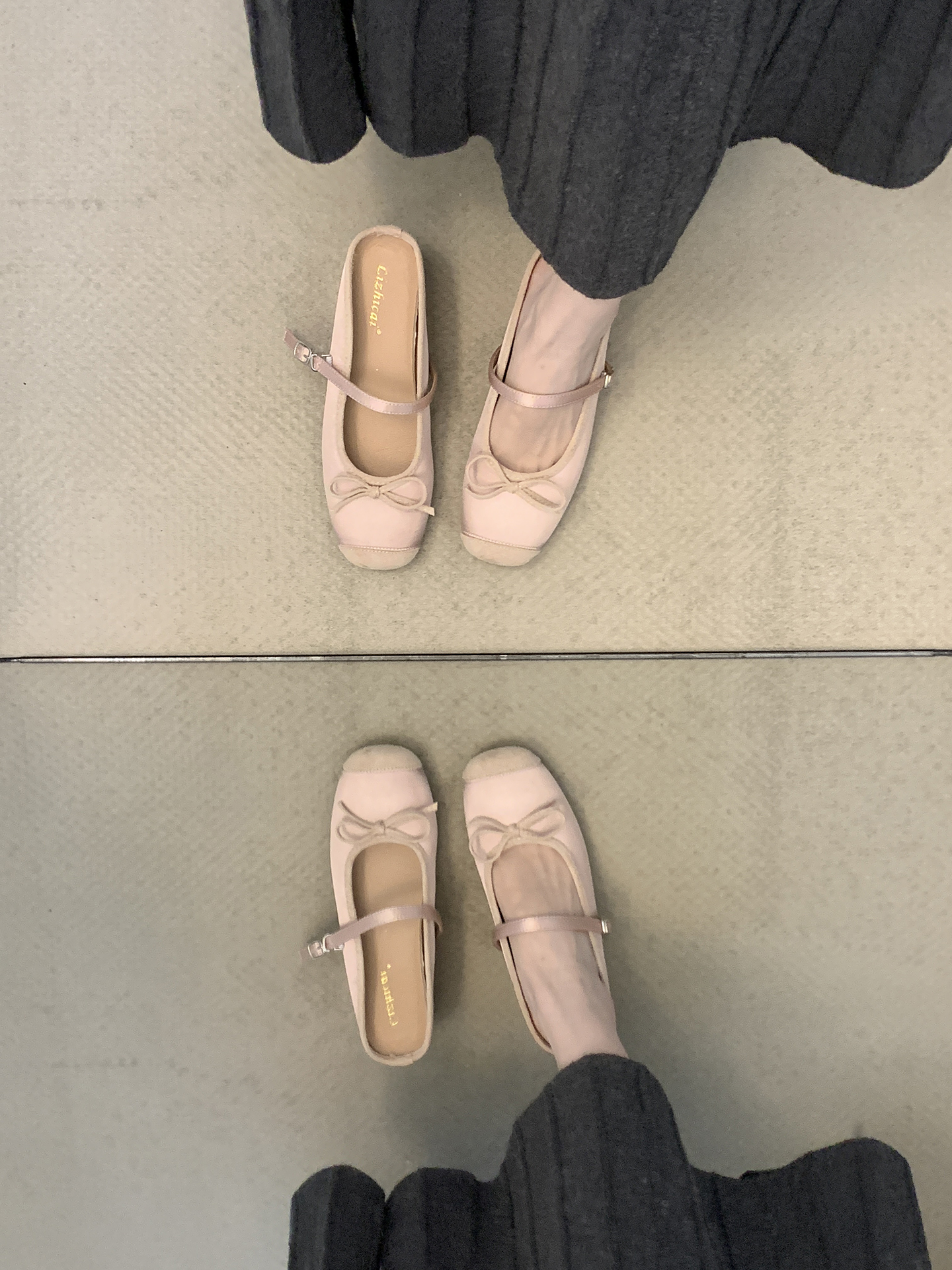 French Pink Bow Tie Open-Toe Half Slippers Women's Mary Jane Flats - Fairy Style Fashion Footwear