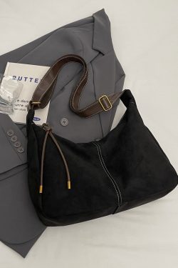 French Retro Suede Tote Bag for Women - 2025 Fashion Crossbody Shoulder Bag for Classes and Commuting