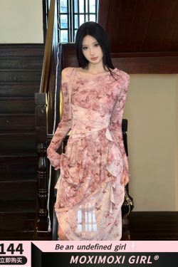 French Romantic Style Fitted Asymmetrical Hem Dress - Elegant Pure Desire Design for Chic Occasions