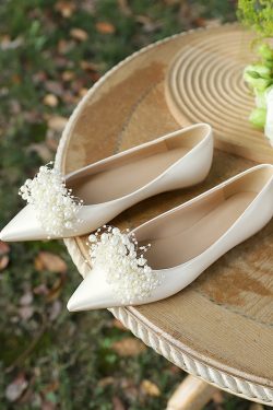 French Style Flat Wedding Shoes for Brides - Comfortable Bridal Loafers for Pregnant Women, Large Size, Perfect for Daily Wear