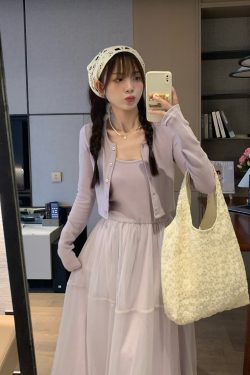 French Style Halter Midi Dress in Purple – Slim Fit Spring Dress for Beach Vacations & Date Nights