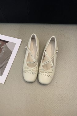 French-Style High-Heeled Square-Toe Flats for Women - Flattering Ballet Mary Janes Perfect for Skirts and Dresses