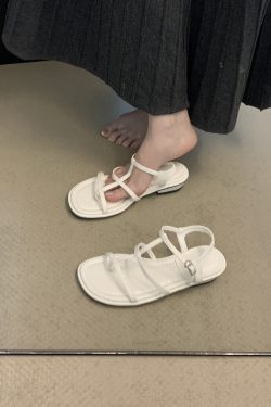 French-Style One-Strap Sandals for Summer - Bohemian White Roman Fairy Shoes Perfect for Matching Skirts