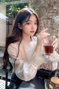 French Style Sweet White Lace Collar Long Sleeve Shirt for Women - Vintage-Inspired Youthful Blouse, Autumn Fashion