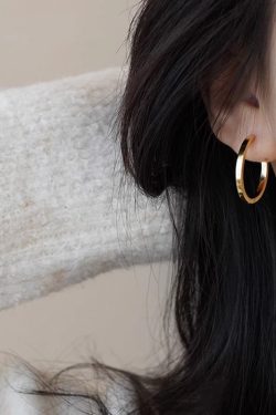 French-Style Vegan Hoop Earrings for Women - Trendy Light Luxury 2025 Design, Elegant Stud and Ear Clip Hoops