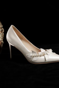 French Style White Satin Bridal High Heels for Women – 2025 Elegant Wedding Shoes with Comfortable Luxury Design