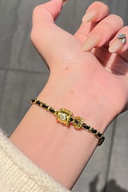 French Vintage Black and Gold Kaleidoscope Bracelet for Women - Exquisite Colorfast High-End Accessory