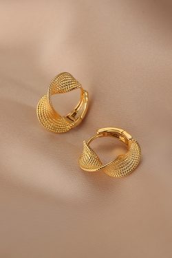 French Vintage Gold Twisted Hoop Earrings for Women - Minimalist 2025 Design, Chic Niche Vintage Style