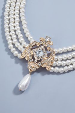 French Vintage Multi-Layer Pearl Necklace - Light Luxury Four-Row Court Style Jewelry for Women