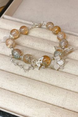 Fresh Floral Butterfly Glass Bead Bracelet - Chic 2025 Versatile Accessory for a High-End Look