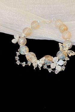 Fresh Floral Butterfly Glass Bead Bracelet - Chic 2025 Versatile Accessory for a High-End Look