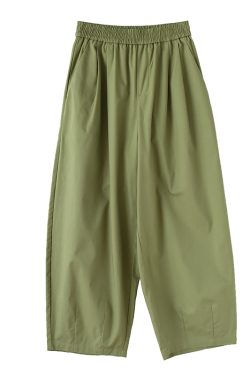 Fresh Playful Fruit Green Balloon Pants - Summer Cool Loose Wide-Leg Design with Elastic Waist - Lightweight Lyocell Cotton