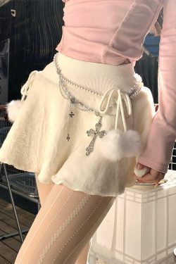 Fuzzy Winter Snowball Korean Style Plush A-Line Half Skirt for Women - Sweet and Spicy Fluffy Autumn/Winter Short Skirt