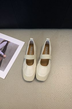 Gentle Flat Ballet Shoes for Women, Square Toe, Low Heel - Versatile for Skirts, Maternity Wear, Vintage-Inspired Comfort