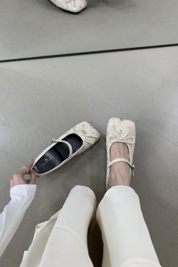Gentle Wind Square Toe Half Slippers for Women with Bowknot, Fairy Mary Jane Style, Niche Aesthetic Footwear