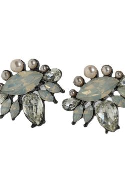 Geometric Diamond-Studded Ear Studs with Marquise Gemstones - Trendy Hollow Design Fashion Earrings