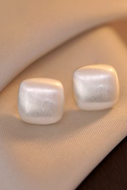 Geometric Square Brushed Silver Matte Earrings for Women - Versatile Minimalist Style Fashion Accessories