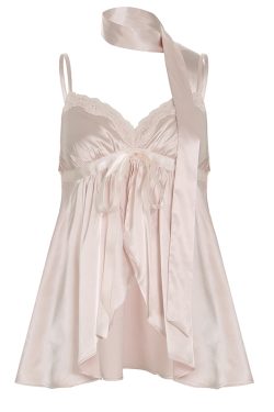 Girl's Heart Pink Lace Spliced Camisole - Satin Feel Split Top for Women, Y2K Style, Perfect for Summer Outfits