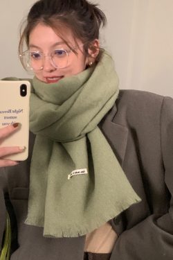 Girls' Winter Scarf 2024 - High-End Korean Style, Warm Versatile Shawl, Two-in-One Neck Warmer in Green