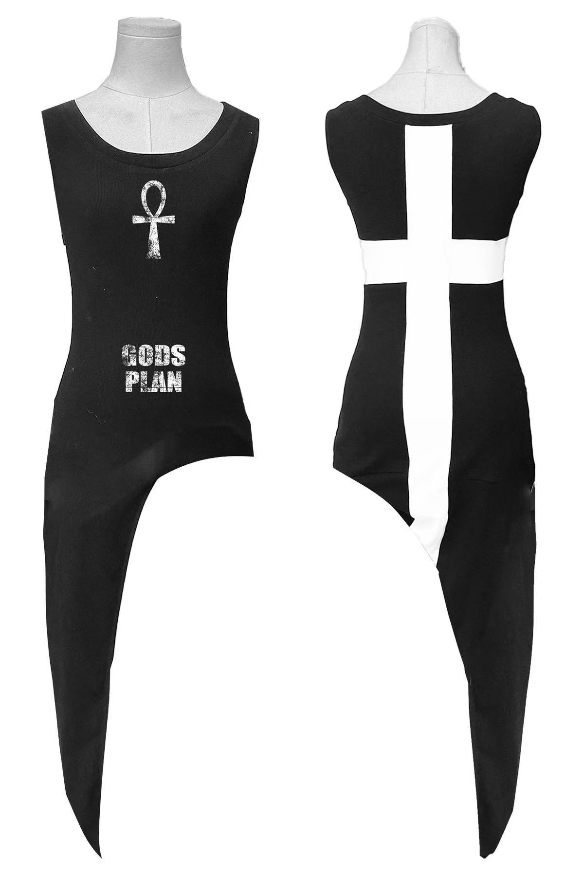 God's Plan 25ss Irregular Vest Tank Top Bodycon Skirt - Sexy Slim Waist Dress for a Chic Y2K Look