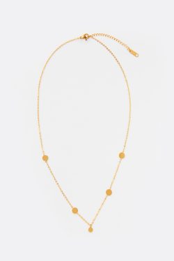 Gold-Plated Mini Round Sequins Pendant Necklace - Exquisite Minimalist Retro Clavicle Chain Jewelry for European and American Style