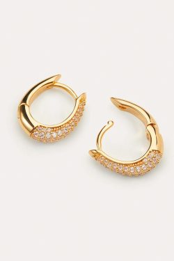 Gold-Plated Oval Water Drop Earrings with Diamond-Inlaid Design - Minimalist Luxury Ear Clips for American Streetwear Style