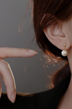 Gold Round Bead Needle Earrings for Women - High-End Fashion Accessories for a Sophisticated Look