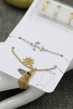 Gold Tassel Anklet Set of 5 for Women, Versatile Korean Style Foot Rings, Trendy Boho Anklets, Fashionable Summer Accessories