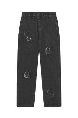 Gothic Heavy Embroidery Leather Wash Micro Flare Jeans for Alternative Fashion, Edgy Style, and Unique Streetwear Trends