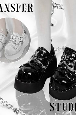 Gothic Platform Shoes for Women - Thick-Soled Round-Toe Punk Style Footwear for Hot Girls - Subculture Fashion Statement
