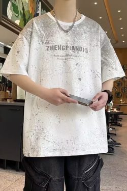 Gradient Short-Sleeve T-Shirt for Men, Summer Cotton Tee, Loose Fit Slouchy Shoulder Top, Trendy Casual Wear
