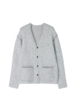 Gray Alpaca Loose Fit Cardigan Sweater Coat for Couples - Autumn Winter Fashion Layering Essential