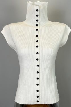 Half High-Neck Sleeveless Knitted Top - Slim-Fit, Unique Design for Spring & Autumn, Fashionable 2025 Style