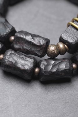 Hand-Carved Textured Black Sandalwood Bracelet for Men - Unique Ethnic Style Retro Bead Accessory
