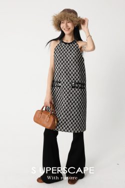 Handmade 3D Sequin Lace Woven Little Chanel Neck Dress - Elegant Y2K Style Party Dress