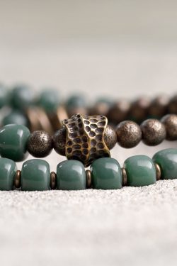 Handmade Double-Layer Antique Bronze Green Bodhi Root Bracelet for Men & Women - Textured Retro Jewelry with Unique Personality