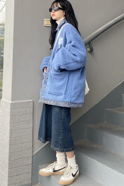 Handmade Lamb Fleece Leopard Print Spliced Loose Jacket for Winter – Cute Unisex INS Trendy Style