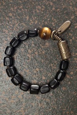 Handmade Retro Black Sandalwood Bracelet with Knife Pattern, Unique Design Jewelry for Men and Women, Trendy Fashion Accessory