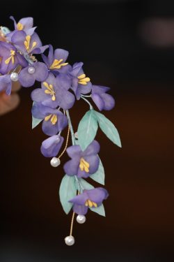 Handmade Silk Embossed Fairy Hairpin - Ethereal Purple Hanfu Headpiece for Classical Dance and Ancient Style Looks