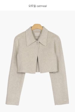 Handmade Toffee Nut Short Wool Jacket for Winter - Korean Style Cozy Outerwear