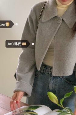 Handmade Toffee Nut Short Wool Jacket for Winter - Korean Style Cozy Outerwear