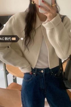 Handmade Toffee Nut Short Wool Jacket for Winter - Korean Style Cozy Outerwear